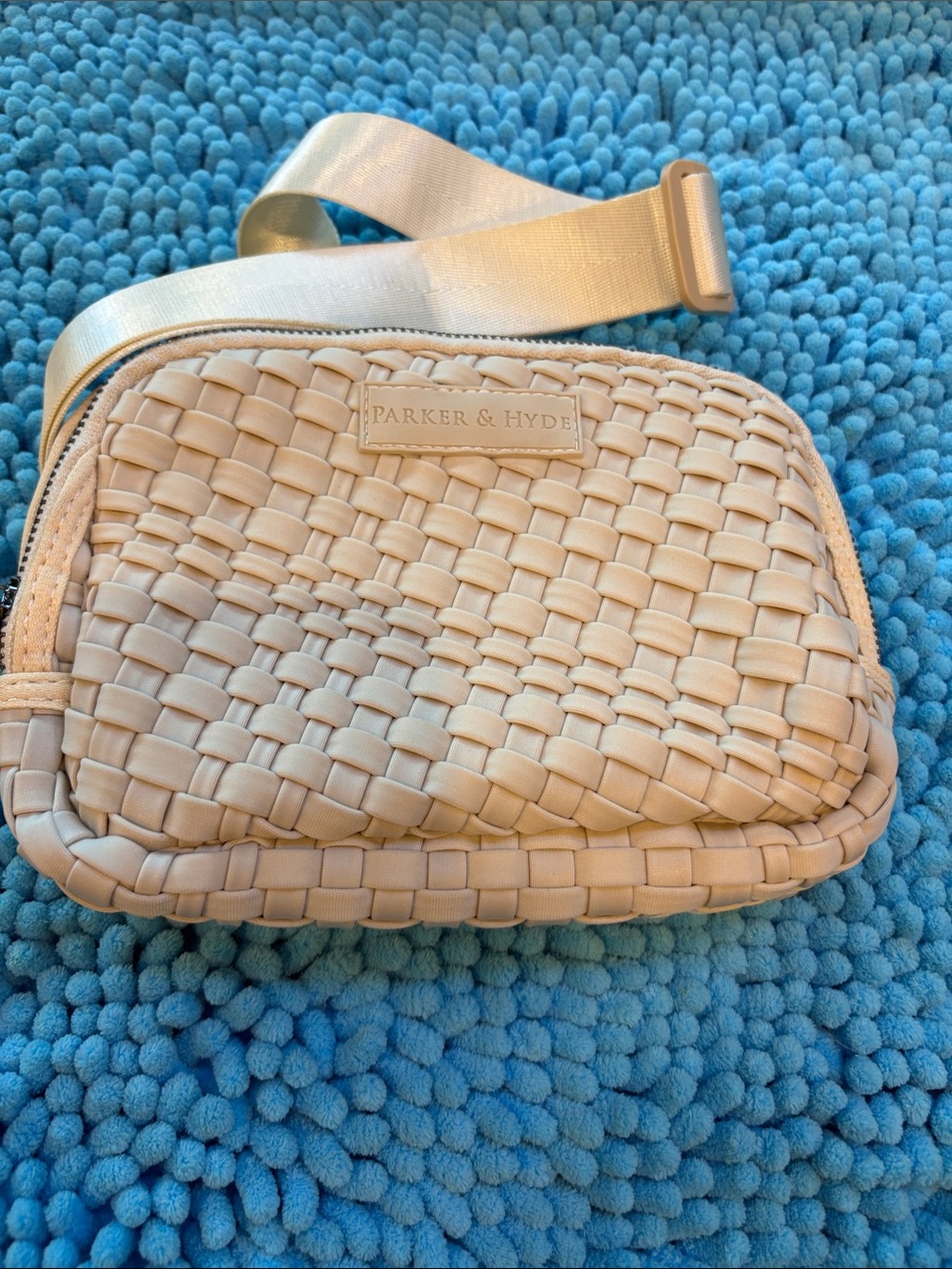 Parker & Hyde Cream Woven Crossbody Bag with Adjustable Strap